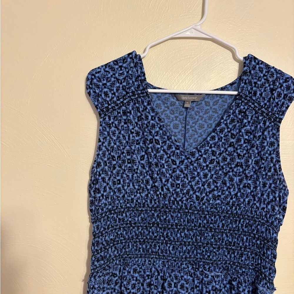 Daisy Fuentes Blue Abstract Midi Dress XL - Picture 7 of 9